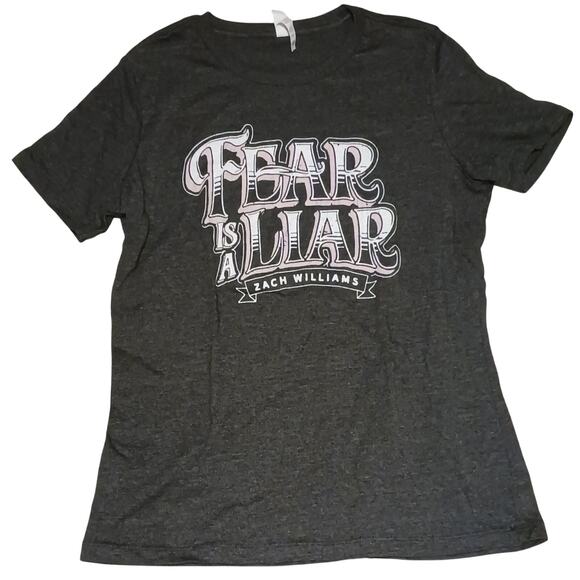 Bella+Canvas Zach Williams Fear is a Liar in Grey Ladies Tee Sz S Soft Cotton - Picture 1 of 8